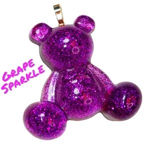 x1 Pendant Grape Sparkle Glitter Bear